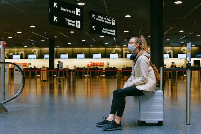 Woman waiting at the airport